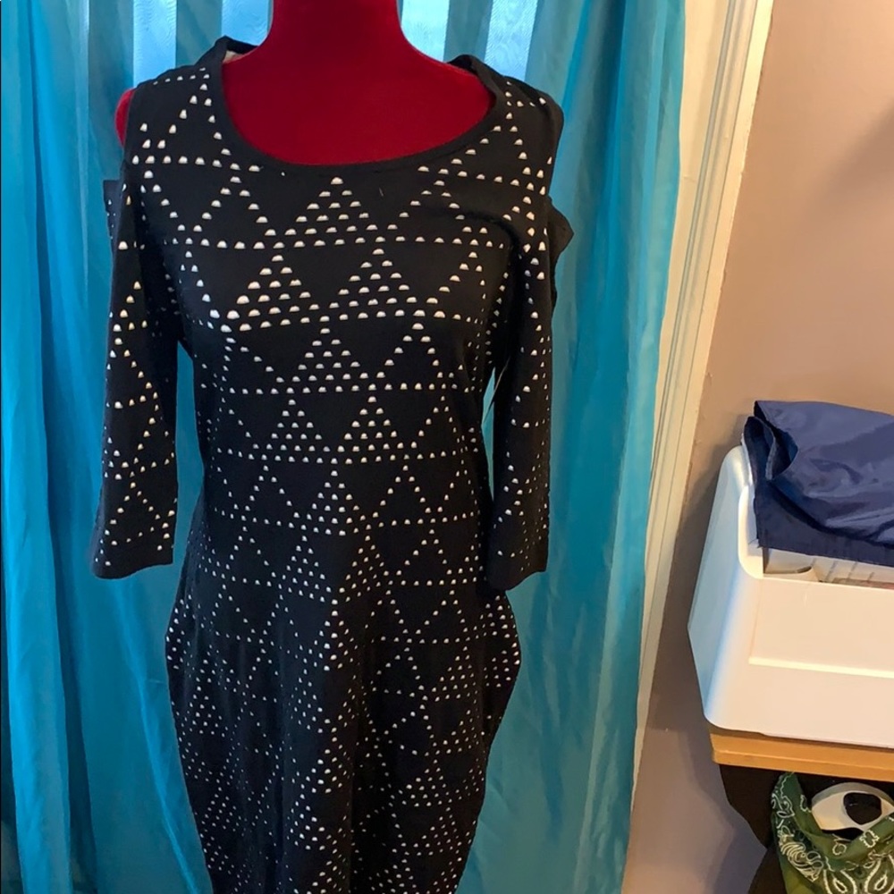 Melonie size L black and ivory midi